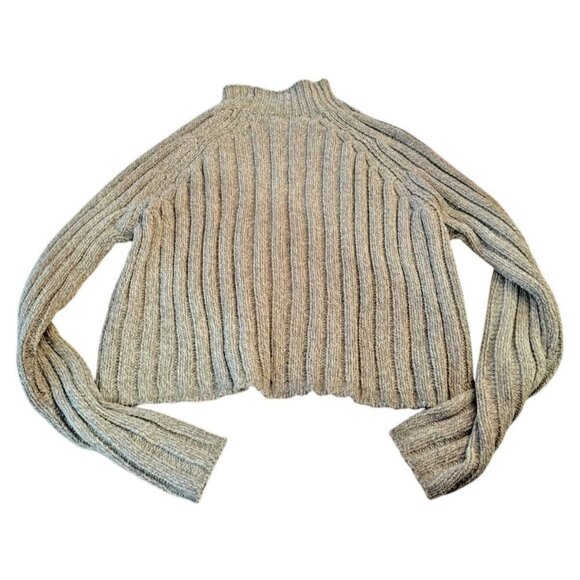 American Eagle Mockneck‎ Soft Ribbed Sweater Light Gray Size Medium - Picture 1 of 5